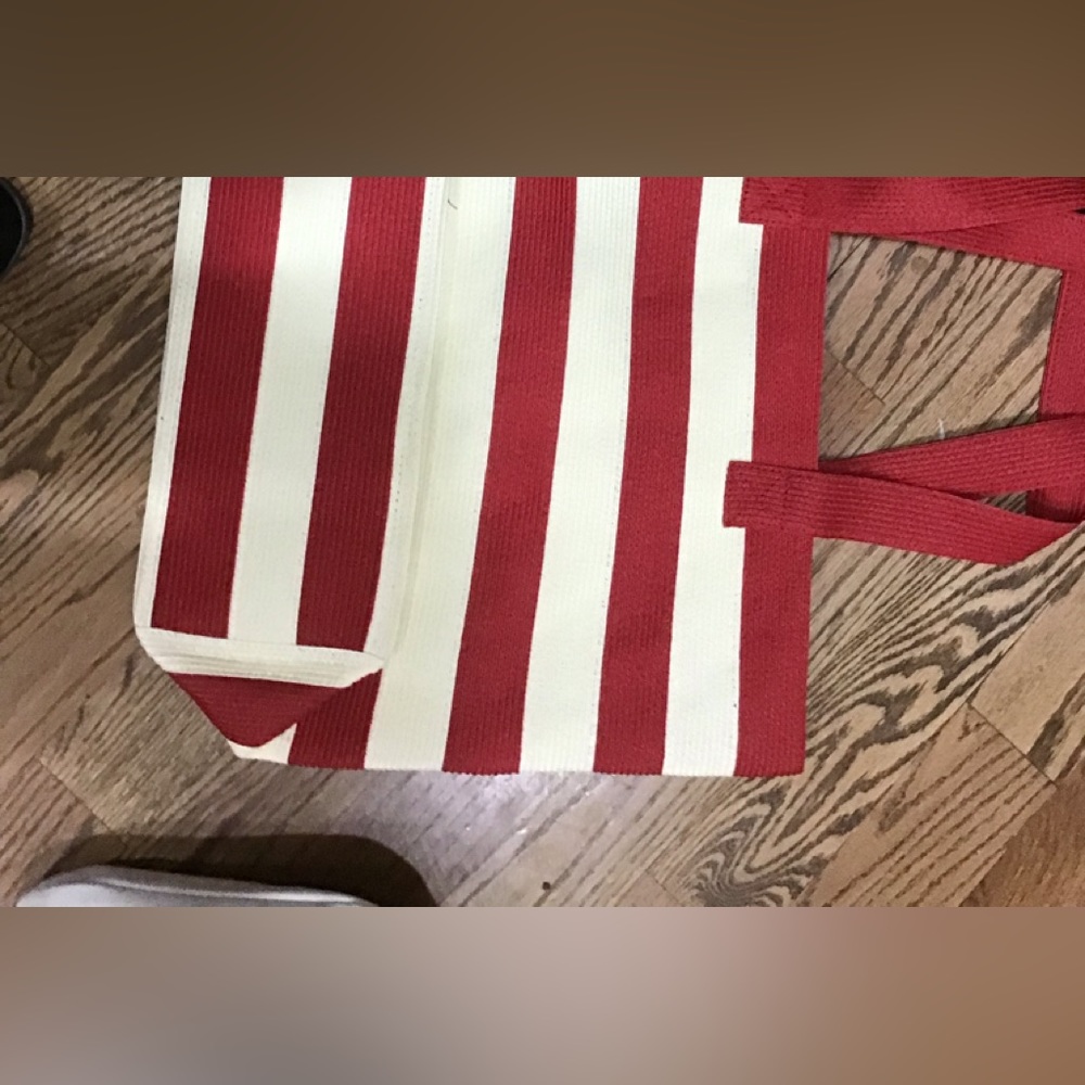 NEW Women’s Wide Red and White Stripe Tote Bag from Neiman Marcus